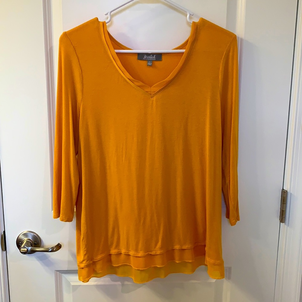 Women’s size L mustard blouse 3/4 length sleeve